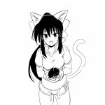 1girl animal_ears animated animated_gif artist_request bakeneko bow breasts cat_ears cat_girl cat_tail greyscale hair_bow heart large_breasts long_hair looking_at_viewer monochrome noihara_himari omamori_himari open_mouth ponytail shirt short_shorts shorts smile solo tail very_long_hair 