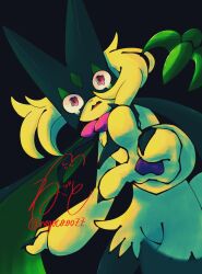  animal_hands animal_nose black_background cape claws furry green_fur green_hair half-closed_eyes highres looking_at_viewer mask meowscarada negoto_o0zz open_mouth other_focus pawpads pink_eyes pokemon pokemon_(creature) short_hair short_tail simple_background solo standing tail tearing_up two-tone_fur upper_body 