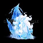  alolan_ninetales artist_name black_background blue_eyes commentary darkvoiddoble flower ice looking_down no_humans pokemon pokemon_(creature) standing watermark white_fur 