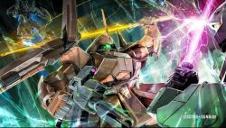  aeug artist_request battle beam_rifle cable copyright_logo duel energy energy_beam energy_gun energy_sword glowing gundam gundam_battle_operation_2 hizack machinery marasai mecha mecha_focus mobile_suit nemo_(mobile_suit) no_humans official_art one-eyed robot science_fiction shield shoulder_spikes spikes sunrise_(company) sword titans_(gundam) weapon zeta_gundam 