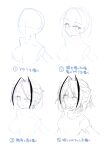  1girl antennae arknights check_translation highres horns how_to lineart satou_kibi sketch translation_request w_(arknights) 
