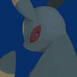  absurdres animal_focus blue_background commentary_request from_behind highres looking_at_viewer looking_back no_humans pokemon pokemon_(creature) red_eyes simple_background solo umbreon zai_(3333333333353pk) 