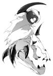  absol animal_focus atie1225 claws full_body greyscale highres looking_at_viewer monochrome no_humans open_mouth pokemon pokemon_(creature) simple_background solo standing white_background 
