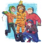  4boys animated animated_gif animification beanie blonde_hair blue_eyes blue_pants boots brown_eyes brown_gloves brown_hair christmas_ornaments eric_cartman freckles gloves green_eyes green_gloves green_pants hat hood hoodie kenny_mccormick kibsart kyle_broflovski long_sleeves male_child male_focus multiple_boys open_mouth orange_hoodie orange_pants pants red_gloves redhead shoes smile smirk sneakers south_park stan_marsh yellow_gloves 