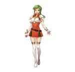  1girl armor boots braid braided_ponytail breastplate breasts dress fingerless_gloves fire_emblem fire_emblem:_the_sacred_stones fire_emblem_heroes gloves green_eyes green_hair high_heel_boots high_heels long_hair looking_at_viewer low_ponytail non-web_source official_art open_mouth orange_dress shorts shorts_under_skirt small_breasts smile solo thigh_boots thigh_shorts upper_body vanessa_(fire_emblem) white_background white_footwear white_gloves 