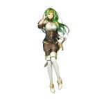  1girl adjusting_hair armor belt boots breastplate breasts dress fire_emblem fire_emblem:_the_sacred_stones fire_emblem_heroes gloves green_eyes green_hair headband high_heel_boots high_heels long_hair looking_at_viewer medium_breasts non-web_source official_art orange_headband pantyhose pencil_dress sheath sheathed smile solo sword syrene_(fire_emblem) thigh_boots weapon white_background white_footwear white_gloves 