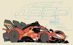  artist_name brown_background car english_commentary english_text ferrari ferrari_499p from_side highres motor_vehicle no_humans original race_vehicle racecar radio_antenna solo vehicle_focus vehicle_name will_pierce 
