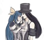 black_hair blue_hair couple couple_in_love dizzy_(guilty_gear) guilty_gear guilty_gear_strive looking_at_another tesdizzy testament_(guilty_gear)
