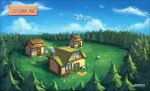  artist_name brenner_pereira building chimney clouds commentary day door flower grass house no_humans outdoors place_name pokemon pokemon_(creature) scenery sign sky smoke tree watermark window wingull 