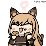 1girl animated_gif arknights ceobe_(arknights) cookie crumbs_on_face eating seseren