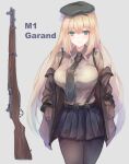  1girl absurdres blonde_hair breasts girls_frontline gun highres m1_garand m1_garand_(girls&#039;_frontline) martinreaction necktie rifle weapon 