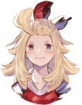  1girl arutoria_(187497382) blonde_hair bow bravely_default:_flying_fairy bravely_default_(series) closed_mouth edea_lee grey_eyes hair_bow happy long_hair looking_at_viewer red_bow simple_background smile solo straight-on upper_body white_background 