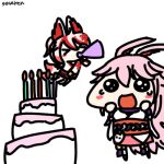  animated_gif birthday birthday_cake higokumaru honkai_(series) honkai_impact_3rd multiple_girls seseren yae_sakura 