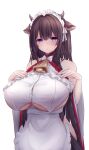  1girl absurdres animal_ears azur_lane bell breasts clothing_cutout cow_ears cow_girl cow_horns cow_tail cowbell highres horns huge_breasts kashino_(azur_lane) kashino_(maid_for_mayhem)_(azur_lane) long_hair maid_headdress official_alternate_costume tail underboob_cutout violet_eyes yuuki_shuri 