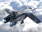  3d camouflage choujikuu_yousai_macross clouds english_commentary flying macross mecha no_humans original realistic robot robotech roundel science_fiction thrusters u.n._spacy user_aznk3572 variable_fighter vf-1 