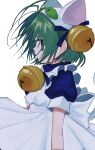  1girl animal_ears animal_hat antenna_hair apron bell blue_dress cat_ears cat_hat cat_tail dejiko di_gi_charat dress green_eyes green_hair hair_bell hair_ornament hat highres looking_to_the_side maid_apron pepeppepe101 profile puffy_short_sleeves puffy_sleeves short_hair short_sleeves tail white_apron 
