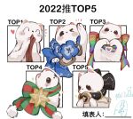  1other animal_focus blue_feathers blush bow ermine feathers ferret green_bow lgbt_pride looking_at_viewer musuriiii nu_carnival pom_pom_(clothes) rainbow_bow rainbow_flag red_bow striped striped_bow topper_(nu_carnival) weasel 