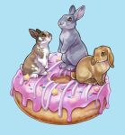  animal doughnut food icing light_blue_background no_humans original pink_doughnut rabbit simple_background star_(symbol) sushiartstudio 