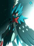  alternate_color artist_name bird closed_mouth commentary_request decidueye glowing glowing_eyes gurifon highres looking_at_viewer no_humans pokemon pokemon_(creature) shiny_pokemon solo standing 