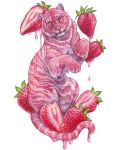  animal artist_name berry food fruit no_humans original simple_background strawberry sushiartstudio tiger watermark white_background 