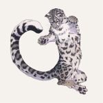  animal jumping looking_down no_humans norapotwora original simple_background snow_leopard white_background 