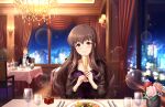 blush brown_eyes brown_hair dress hattori_touko idolmaster_cinderella_girls_starlight_stage long_hair smile