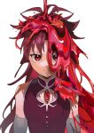  1girl absurdres bare_shoulders closed_mouth commentary_request detached_sleeves grey_sleeves highres liquid long_hair looking_at_viewer magical_girl mahou_shoujo_madoka_magica red_eyes redhead sakura_kyouko shadow solo soul_gem straight-on yooki_(winter_cakes) 