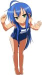  blue_hair green_eyes izumi_konata lucky_star nilitsu school_swimsuit swimsuit 