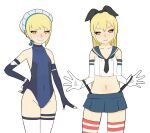  1girl blonde_hair blue_archive breasts highres kantai_collection mari_gold mole mole_under_eye orange_eyes rong_rong shimakaze_(kancolle) small_breasts tagme thick_eyebrows toki_(blue_archive) 