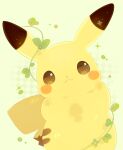  :3 brown_eyes closed_mouth commentary_request hands_up highres leaf looking_at_viewer no_humans pikachu plant pokemon pokemon_(creature) smile solo ushiina vines 