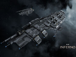  3d battlecruiser_(eve_online) caldari_state_(eve_online) clouds combat_ship_(eve_online) commentary copyright_logo copyright_name dark_background drake_(eve_online) eve_online flying glowing grey_theme kaalakiota_corporation_(eve_online) logo maya_(medium) military_vehicle missile_pod no_humans official_art outdoors radio_antenna realistic science_fiction space spacecraft spacecraft_turret star_(sky) starry_sky_background support_ship_(eve_online) vehicle_focus ymir_jonsson 