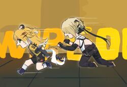 animal_ears chasing evelyn_chevalier ju_fufu long_hair multiple_girls tiger_ears tiger_girl tiger_tail xinzoruo zenless_zone_zero