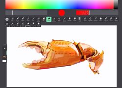  art_program_in_frame commentary crab crab_claw english_commentary highres junbuug no_humans object_focus original painterly screenshot severed_arm severed_limb simple_background still_life white_background 
