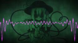 1girl buttons cardiogram child diamond_button evil_smile frilled_shirt_collar frilled_sleeves frills green_theme hat hatching_(texture) holding holding_phone joyfull_(terrace) komeiji_koishi mary-san muisiki_rekuiemu phone smile solo touhou urban_legend_in_limbo