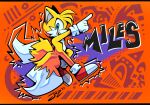  1boy artist_name blue_eyes dated english_commentary english_text fox_boy full_body gloves hebert_fox highres looking_at_viewer male_focus multiple_tails shoes short_hair sneakers solo sonic_(series) tail tails_(sonic) teeth two_tails upper_teeth_only white_gloves yellow_fur 