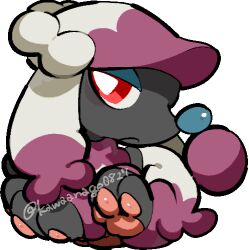  animal_focus bright_pupils chibi chibi_only closed_mouth commentary_request full_body furfrou furfrou_(matron) kawaanago lowres no_humans pokemon pokemon_(creature) pokemon_focus red_eyes solo transparent_background twitter_username white_pupils 