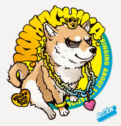  animal_focus artist_name bracelet chain commentary dog english_text jewelry looking_at_viewer original project.c.k. shiba_inu white_background 