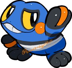  chibi chibi_only closed_mouth commentary_request croagunk full_body kawaanago lowres no_humans nostrils pokemon pokemon_(creature) pokemon_focus solo teeth transparent_background twitter_username 