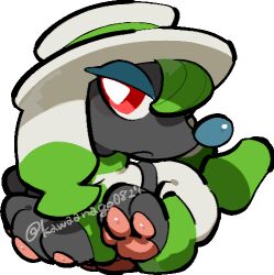  animal_focus bright_pupils chibi chibi_only closed_mouth commentary_request full_body furfrou furfrou_(dandy) kawaanago lowres no_humans pokemon pokemon_(creature) pokemon_focus red_eyes solo transparent_background twitter_username white_pupils 