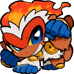  blue_eyes chibi chibi_only clenched_hands colored_sclera commentary_request fire full_body grin infernape kawaanago lowres nostrils pokemon pokemon_(creature) pokemon_focus sharp_teeth smile solo teeth transparent_background twitter_username yellow_sclera 