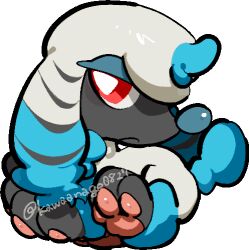  animal_focus bright_pupils chibi chibi_only closed_mouth commentary_request full_body furfrou furfrou_(la_reine) kawaanago lowres no_humans pokemon pokemon_(creature) pokemon_focus red_eyes solo transparent_background twitter_username white_pupils 