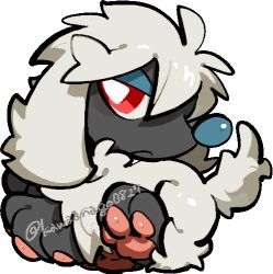  animal_focus bright_pupils chibi chibi_only closed_mouth commentary_request full_body furfrou furfrou_(natural) kawaanago lowres no_humans pokemon pokemon_(creature) pokemon_focus red_eyes solo transparent_background twitter_username white_pupils 