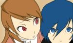  1boy 1girl arisato_minato blue_hair brown_hair couple female luminousthanatos male persona_3 takeba_yukari yuuki_makoto 