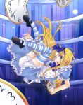  1girl alice_(alice_in_wonderland) alice_in_wonderland black_footwear blonde_hair bloomers blue_dress blue_eyes blue_ribbon book dress long_hair original pocket_watch ribbon solo underwear waduki88 watch white_bloomers 