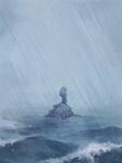  afloat artist_name closed_eyes clouds commentary day facing_away fog head_back highres lapras mokuzou_(moku_ssbu) no_humans ocean open_mouth outdoors overcast pokemon pokemon_(creature) rain symbol-only_commentary water waves 