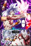  2boys abs animal_ears animal_nose aura battle battle_damage body_fur crossover dougi dragon_ball dragon_ball_super fighting furry furry_male gloves grey_eyes grey_hair highres hyper_sonic kad_productions light_trail male_focus multiple_boys muscular muscular_male nyoibo pants pointy_nose rainbow_gradient red_footwear serious shoes son_goku sonic_(series) sonic_adventure sonic_the_hedgehog sonic_the_hedgehog_(classic) spiky_hair topless_male torn_clothes ultra_instinct violet_eyes white_fur white_gloves white_hair wristband 