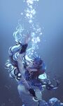  akemi_homura arms_up asphyxiation black_hair bubble drowning hei_yu highres magical_girl mahou_shoujo_madoka_magica skirt underwater water wavy_hair 