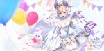  1girl 3others absurdres ahoge aloupeep_(enna_alouette) arahenas bird_girl blonde_hair blue_bow blue_hair bob_cut boots bouquet bow breasts crystal_wings detached_sleeves dress enna_alouette flower frilled_dress frills garter_straps gradient_hair hair_flower hair_ornament halo happy_birthday head_wings highres jewelry knee_boots looking_at_viewer multicolored_eyes multicolored_hair multiple_others nijisanji nijisanji_en official_alternate_costume official_alternate_hairstyle pleated_dress puffy_sleeves purple_wings rose seiza short_hair sitting sleeveless small_breasts smile staff thigh-highs veil violet_eyes virtual_youtuber waist_cape white_flower white_footwear white_thighhighs white_wings wings yellow_eyes 