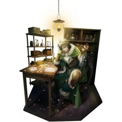  1boy ankle_boots arm_shield armor armored_gloves artist_request belt black_belt black_hair black_shirt boots bottle box breastplate brown_armor brown_boots brown_gloves brown_shirt cabinet chair cloak coin collared_shirt elbow_gloves fingerless_gloves full_body fur-trimmed_armor fur-trimmed_boots fur-trimmed_gloves fur-trimmed_hood fur_trim game_cg gloves gold_coin green_cloak green_eyes green_pants grin hand_up hanging_lantern head_on_hand high_collar hood hood_down hooded_cloak indoors inkwell iwatani_naofumi jar knees_apart_feet_together layered_shirt leather_armor legendary_shield_(small_shield)_(tate_no_yuusha_no_nariagari) legendary_shield_(tate_no_yuusha_no_nariagari) letter light_particles light_rays long_sleeves looking_at_viewer male_focus messy_hair money_bag multiple_belts official_art on_chair one_eye_closed open_mouth pants potion pouch quill rug scroll shirt short_hair short_sleeves silver_coin sitting smile solo sparkle table tassets tate_no_yuusha_no_nariagari tate_no_yuusha_no_nariagari_rerise vial wooden_floor wooden_table 