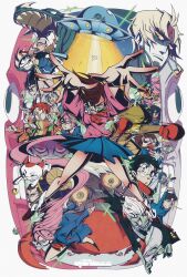  acrobatic_silky_(dandadan) alien anatomical_model ayase_momo ayase_seiko barefoot black_hair blue_jacket blue_skirt bow bowtie breasts brown_eyes brown_hair brown_shoes cat character_request chiquitita cow crossed_bangs dandadan dragon earrings enjoji_jin everyone evil_eye_(dandadan) facial_mark flying_saucer full_body gakuran glasses hair_between_eyes highres jacket japanese_clothes jewelry kaiju kawabanga_mai long_hair loose_socks manjiro_(dandadan) medium_breasts medium_hair mr._mantis_shrimp multicolored_hair outstretched_arms over_shoulder pink_hair pink_sweater pleated_skirt red_bow red_bowtie red_hair round_eyewear sakata_kinta sawaki_rin school_uniform serpo_(dandadan) shiratori_aira_(dandadan) shoes short_hair skirt socks spacecraft streaked_hair sweater takakura_ken_(dandadan) takakura_ken_(transformed)_(dandadan) taro_(dandadan) teeth third_eye turbo_granny_(dandadan) upper_body vamola_(dandadan) very_long_hair very_short_hair weapon weapon_over_shoulder white_hair yellow_eyes yukishiro_kouki yungdanbee 